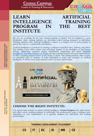 Learn artificial intelligence training program in the best institute