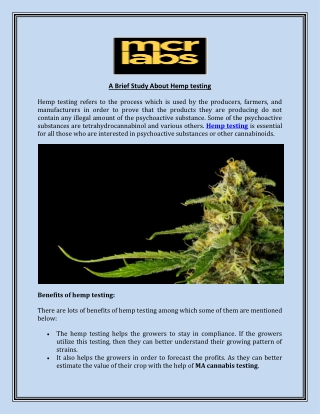 A Brief Study About Hemp testing