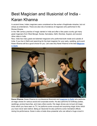 Best Magician and Illusionist of India - Karan Khanna