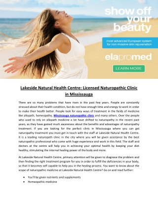 Lakeside Natural Health Centre: Licensed Naturopathic Clinic in Mississauga