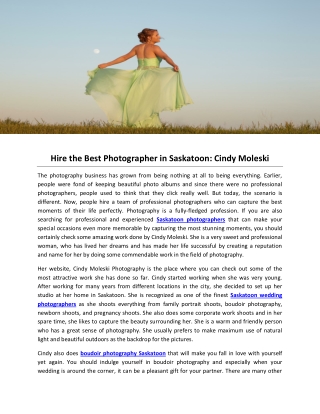 Hire the Best Photographer in Saskatoon: Cindy Moleski