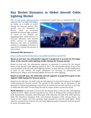 Key Market Dynamics in Global Aircraft Cabin Lighting Market