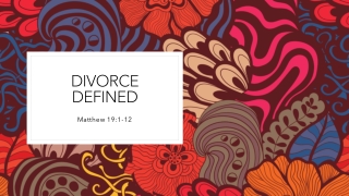 Sunday Sermon February 23, 2020 on Matthew 19:1-12