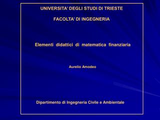 Elementi didattici di matematica finanziaria