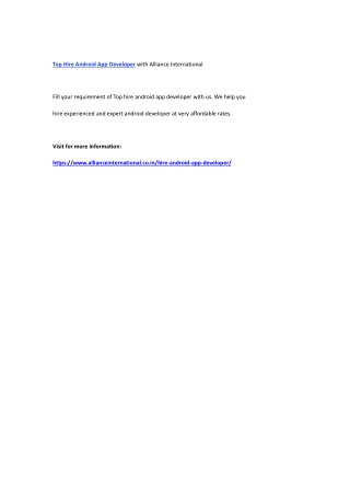 Top Hire Android App Developer with Alliance International