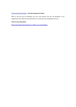 Top Hire dot Net Developer – Hire Net Programmers Online
