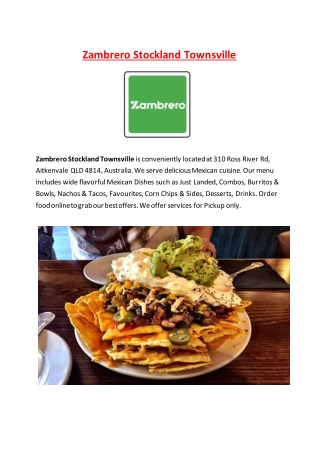 5% Off - Zambrero Mexican Restaurant Menu in Townsville, QLD.