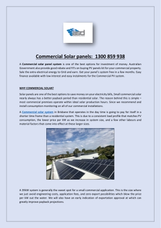Commercial Solar Panels:  1300 859 938