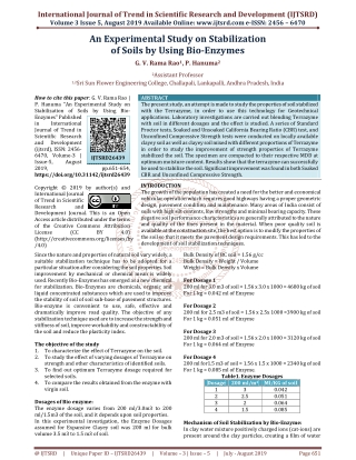 An Experimental Study on Stabilization of Soils by Using Bio Enzymes