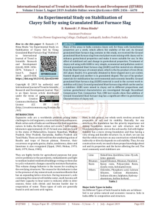 An Experimental Study on Stabilization of Clayey Soil by Using Granulated Blast Furnace Slag