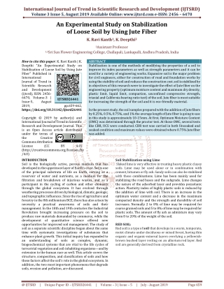 An Experimental Study on Stabilization of Loose Soil by Using Jute Fiber