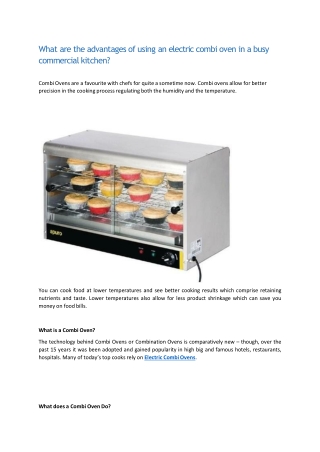 What are the advantages of using an electric combi oven in a busy commercial kitchen?