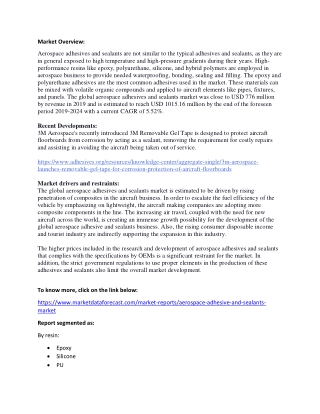 Aerospace Adhesive and Sealants Market Size and Growth Analysis Report 2019