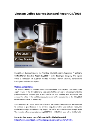 Vietnam Coffee Market Standard Report Q4/2019