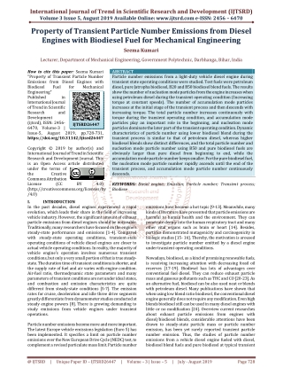 Property of Transient Particle Number Emissions from Diesel Engines with Biodiesel Fuel for Mechanical Engineering