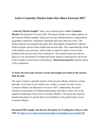 Active Cosmetics Market Sales Size Share Forecast 2027