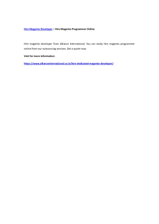 Hire Magento Developer – Hire Magento Programmer Online