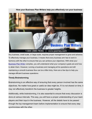 How your Business Plan Writers help you effectively run your business