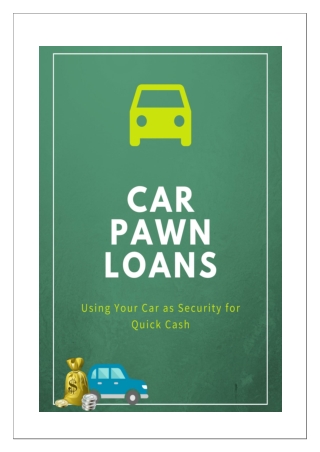Get Reliable Car Pawn Loans Canada By Using Your Car As Asset