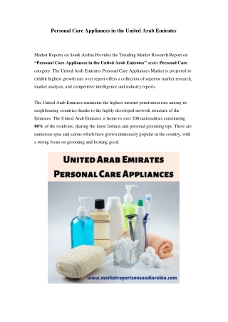 United Arab Emirates Personal Care Appliances Market: Growth, Opportunity and Forecast Till 2024