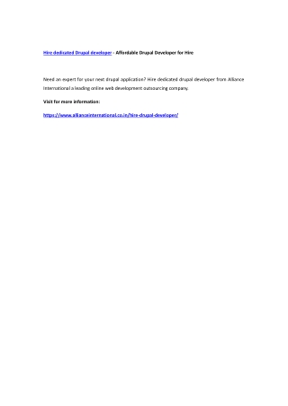 Hire dedicated Drupal developer - Affordable Drupal Developer for Hire