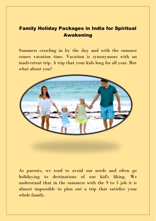 Family Holiday Packages in India for Spiritual Awakening