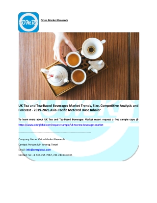 UK Tea and Tea-Based Beverages Market Size, Share, Trends & Forecast 2019-2025