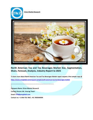 North American Tea and Tea Beverages Market Size, Share and Forecast 2019-2025