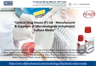 Dehydrated Culture Media India-Central Drug House (P) Ltd.