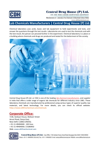 Lab Chemicals Manufacturers-Central Drug House (P) Ltd.