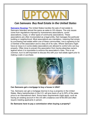 UPTOWN-Buying Luxury Real Estate in USA