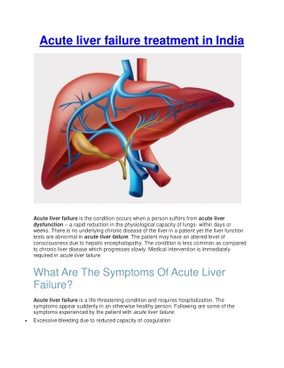 Acute Liver Failure Treatment in India