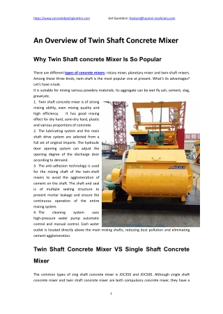 An Overview of Twin Shaft Concrete Mixer