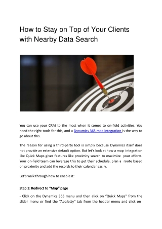 How to Stay on Top of Your Clients with Nearby Data Search