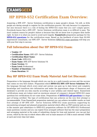 HPE0-S52 HP HPE ATP Server Solutions V4 Exam Dumps