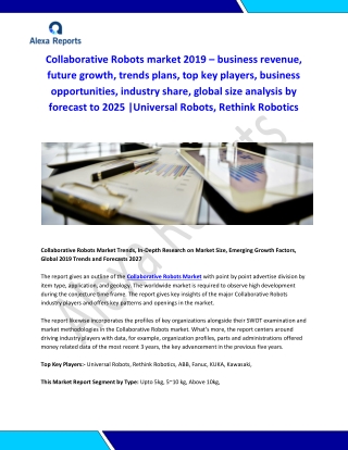 Global Collaborative Robots Market Analysis 2015-2019 and Forecast 2020-2025