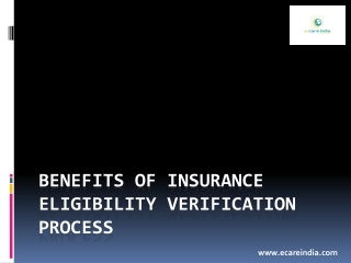 Benefits of Insurance Eligibility Verification Process