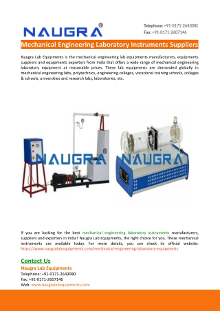 Mechanical Engineering Laboratory Instruments Suppliers