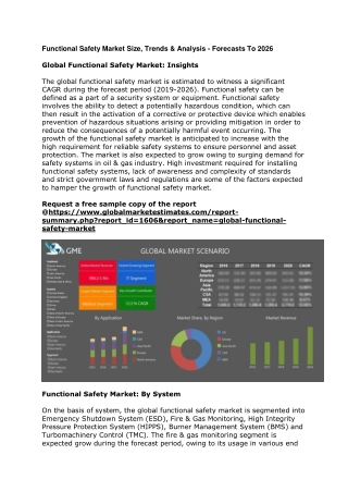 Global Functional Safety Market Size, Trends & Analysis - Forecasts To 2026