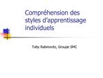 Compr hension des styles d apprentissage individuels