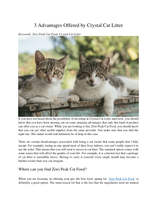 3 Advantages Offered by Crystal Cat Litter