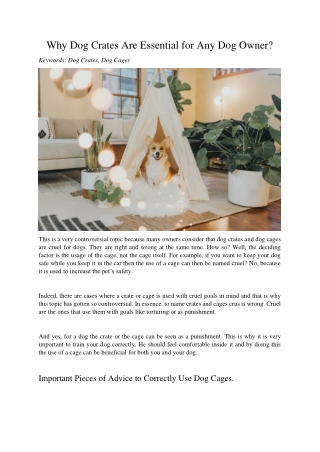 Why Dog Crates Are Essential for Any Dog Owner?