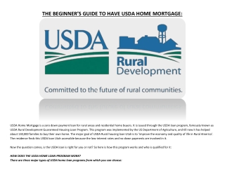 THE BEGINNER’S GUIDE TO HAVE USDA HOME MORTGAGE: