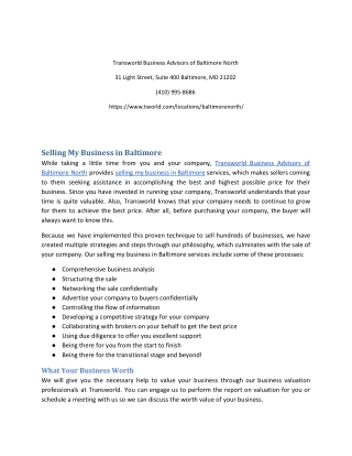 Businesses for sale in Baltimore
