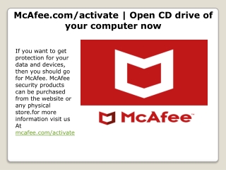 McAfee.com/activate | Open CD drive of your computer now