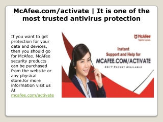 McAfee.com/activate | It is one of the most trusted antivirus protection