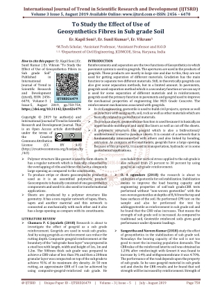 To Study the Effect of Use of Geosynthetics Fibres in Sub grade Soil