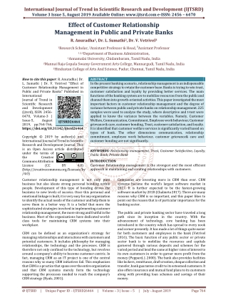 Effect of Customer Relationship Management in Public and Private Banks