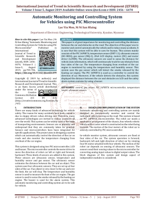 Automatic Monitoring and Controlling System for Vehicles using PIC Microcontroller