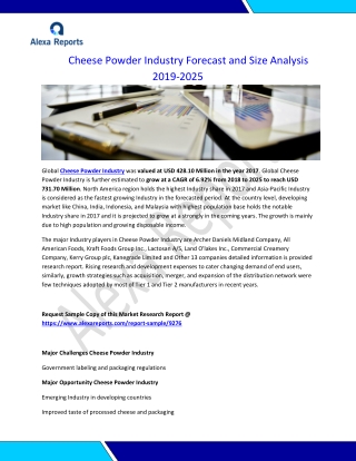 Cheese Powder Industry Forecast and Size Analysis 2019-2025